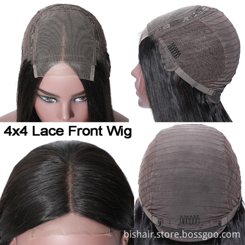 BIS Brazilian 100% Human  hair 4x4 loose deep waves wig for black women, human hair wigs with transparent lace closure wig